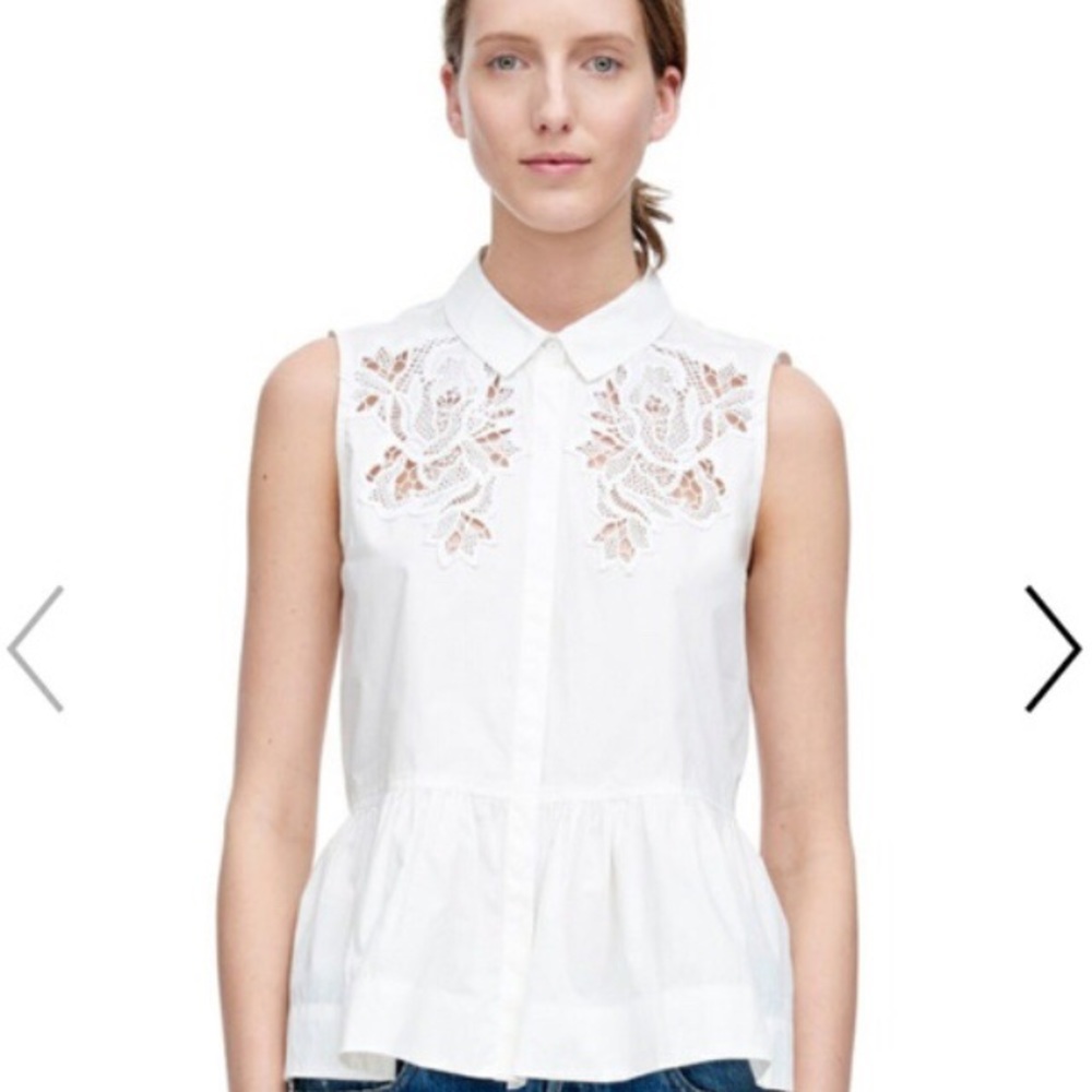 White Medallion Poplin Top